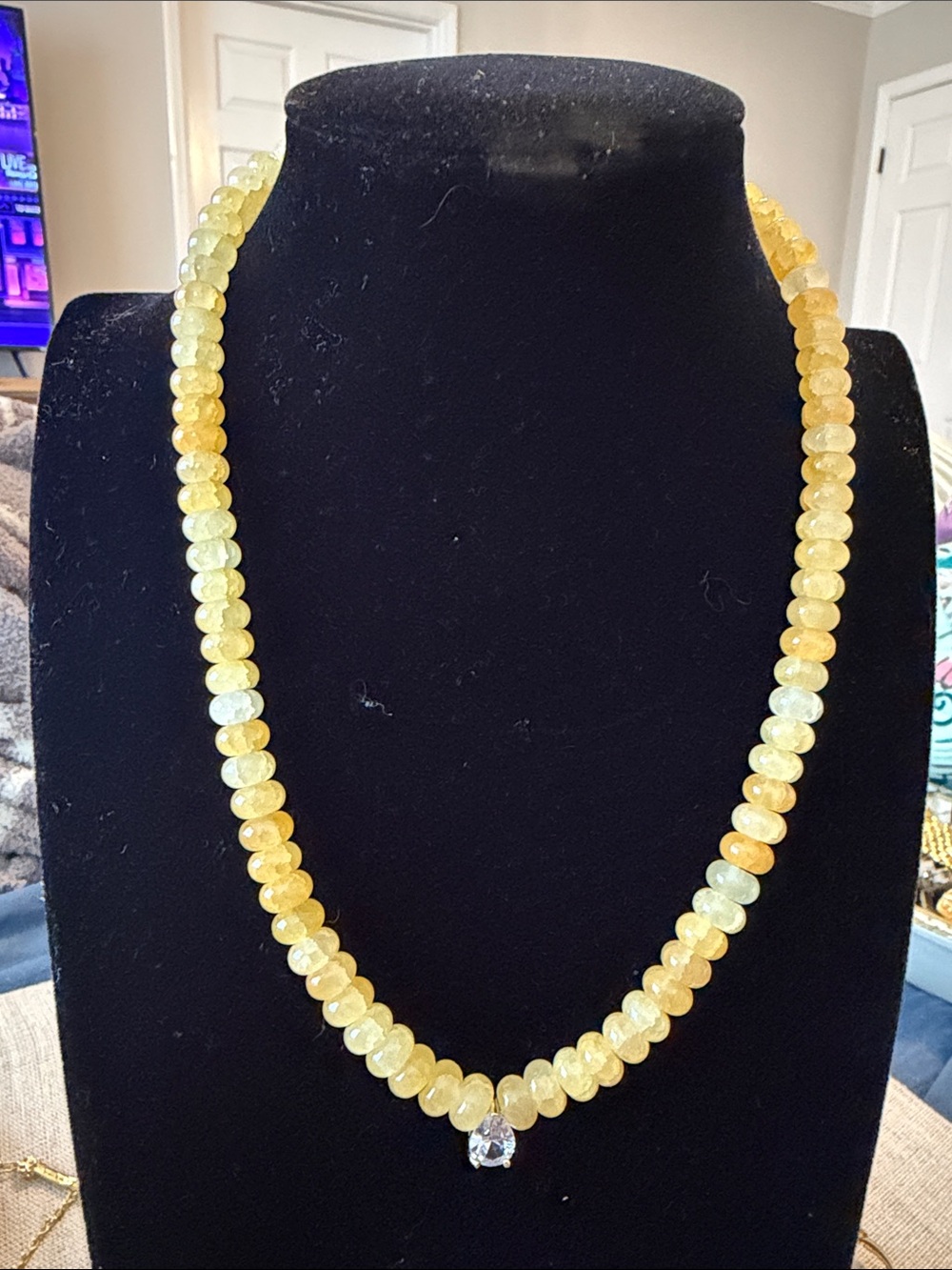 Yellow Beaded Necklace with Pendant - Women Jewelry